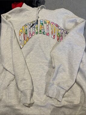 Chinatown Market Multicolor Logo Heather Gray Hoodie